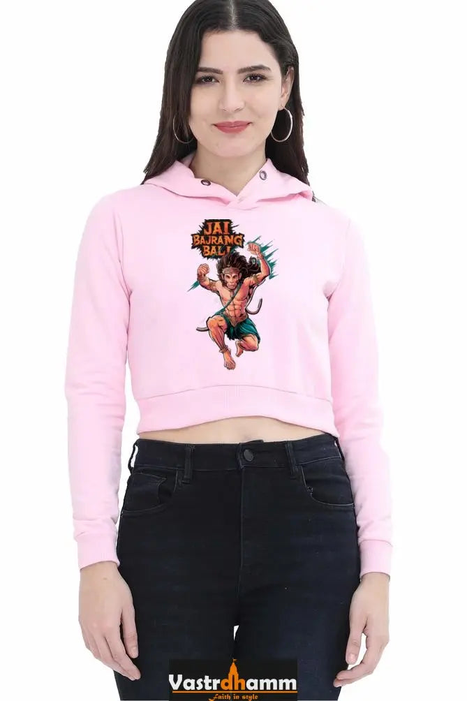 Hanuman Bhakti WarriorCrop Hoodies for Women Vastrdhamm