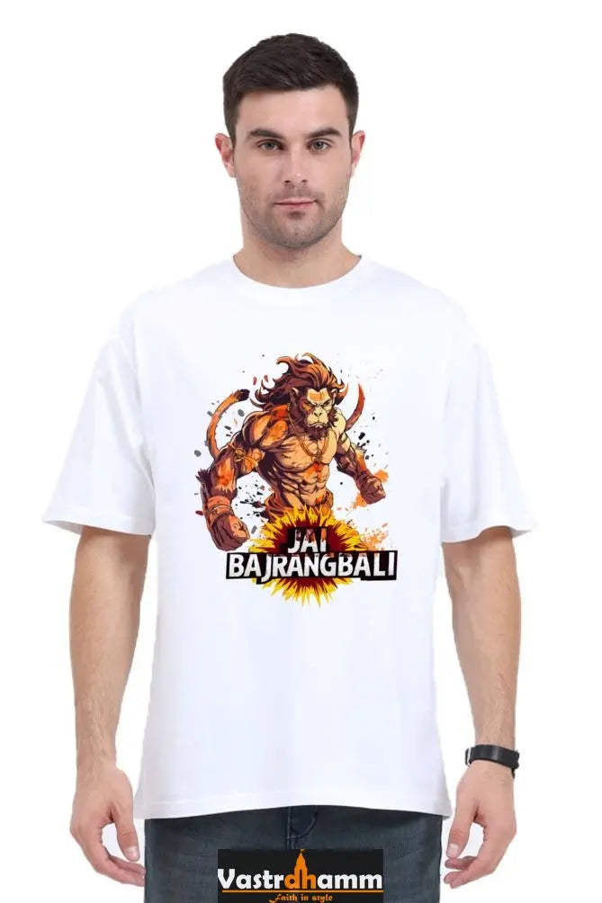 Hanuman Bhakti Yoga Oversized Classic T-Shirts for Men Vastrdhamm