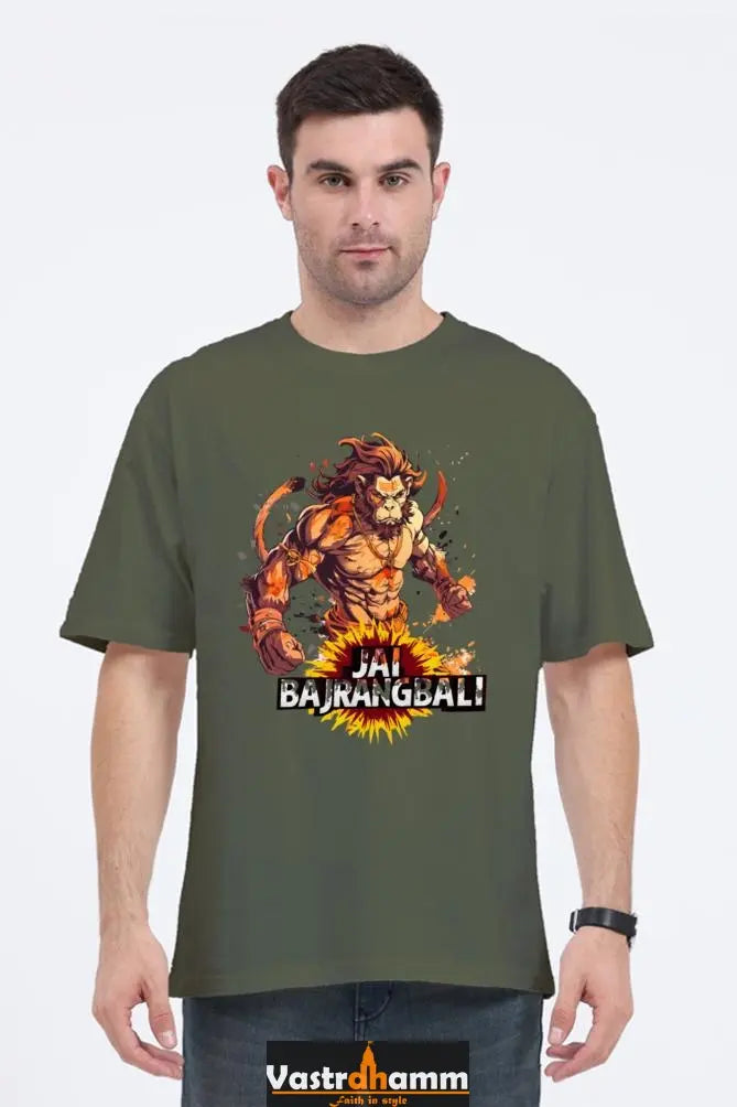 Hanuman Bhakti Yoga Oversized Classic T-Shirts for Men Vastrdhamm