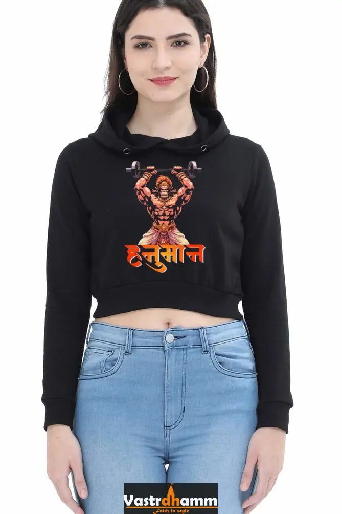 Hanuman Bhakti YogaCrop Hoodies for Women Vastrdhamm