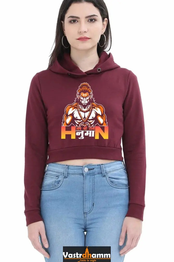 Hanuman Boundless BraveryCrop Hoodies for Women Vastrdhamm