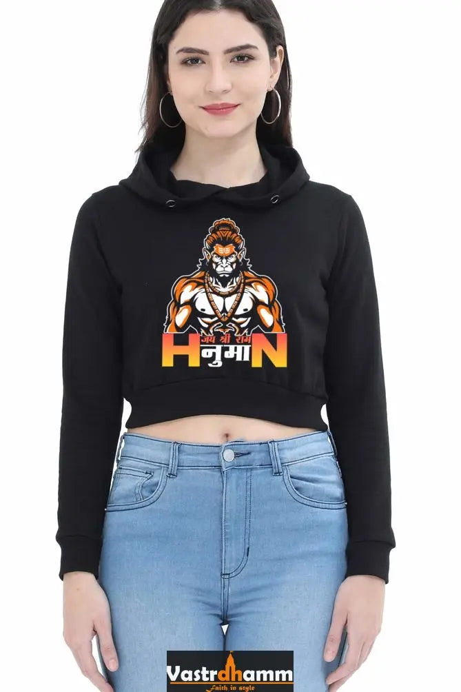 Hanuman Boundless BraveryCrop Hoodies for Women Vastrdhamm