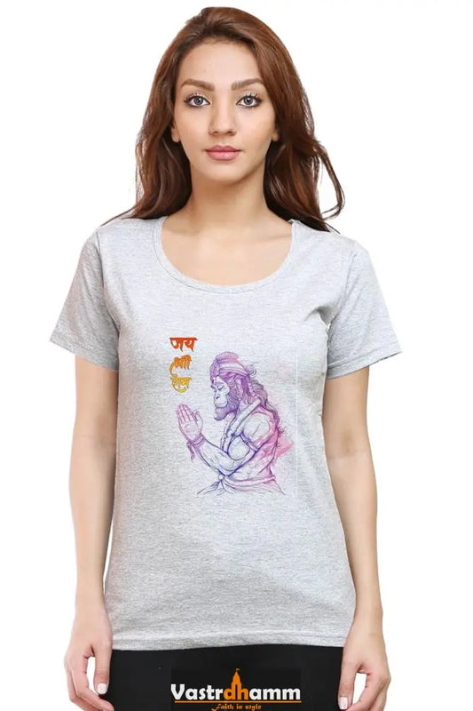 Hanuman Celestial Guardian Round Neck Half Sleeve Classic T-Shirts for Women Vastrdhamm