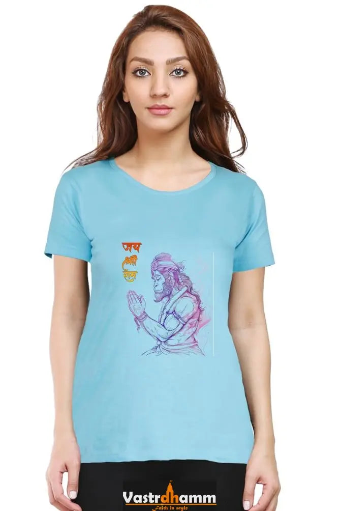 Hanuman Celestial Guardian Round Neck Half Sleeve Classic T-Shirts for Women Vastrdhamm