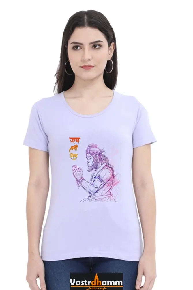 Hanuman Celestial Guardian Round Neck Half Sleeve Classic T-Shirts for Women Vastrdhamm