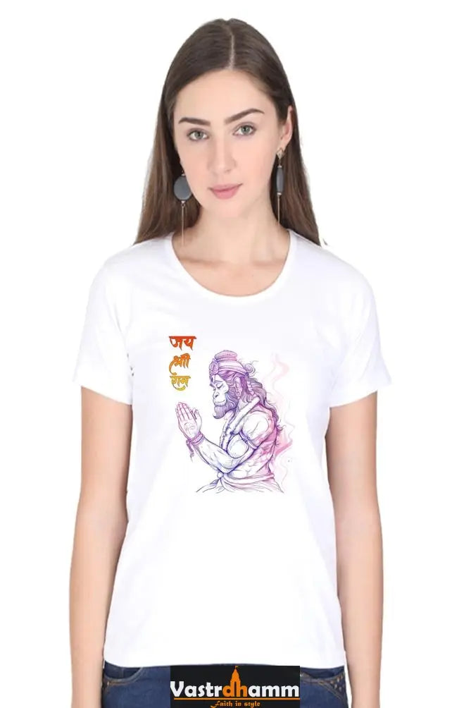 Hanuman Celestial Guardian Round Neck Half Sleeve Classic T-Shirts for Women Vastrdhamm