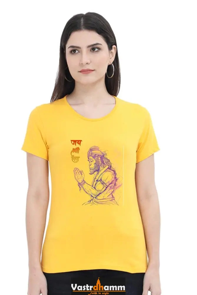 Hanuman Celestial Guardian Round Neck Half Sleeve Classic T-Shirts for Women Vastrdhamm