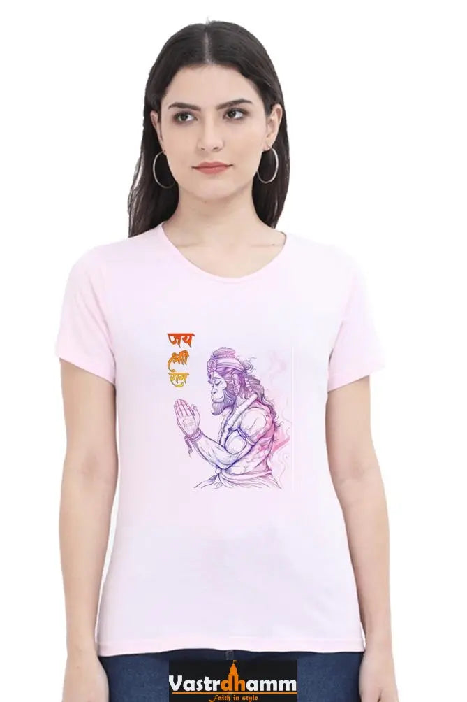 Hanuman Celestial Guardian Round Neck Half Sleeve Classic T-Shirts for Women Vastrdhamm