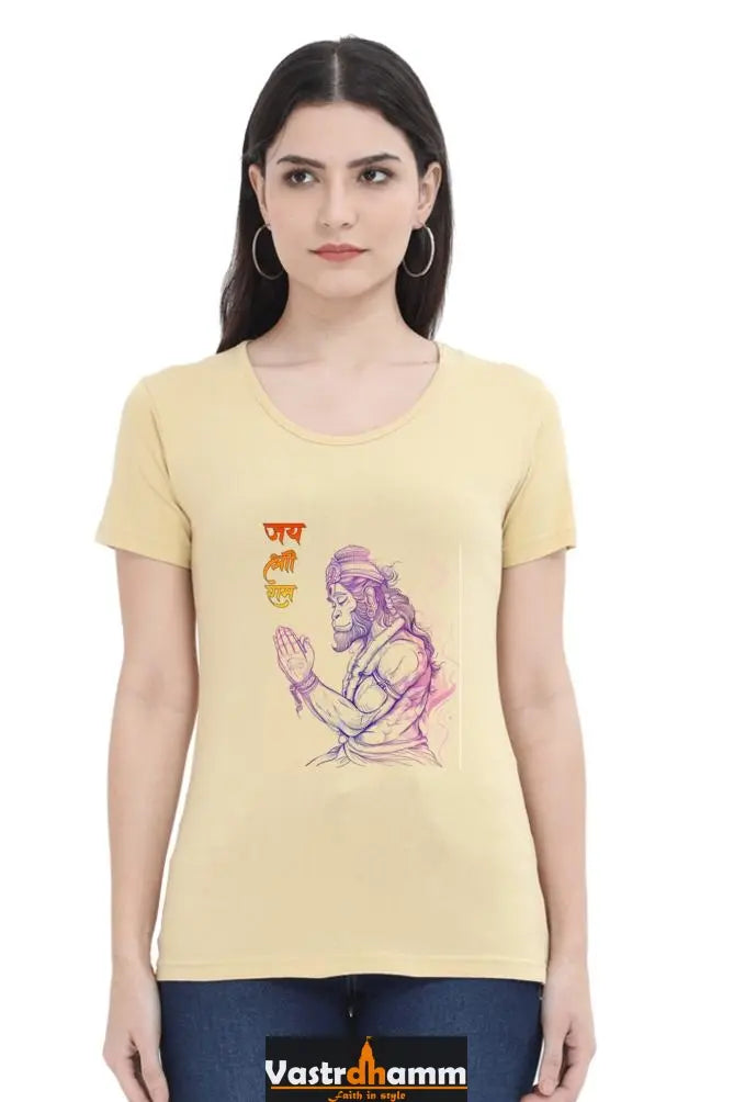 Hanuman Celestial Guardian Round Neck Half Sleeve Classic T-Shirts for Women Vastrdhamm