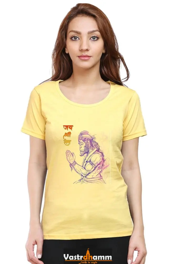 Hanuman Celestial Guardian Round Neck Half Sleeve Classic T-Shirts for Women Vastrdhamm