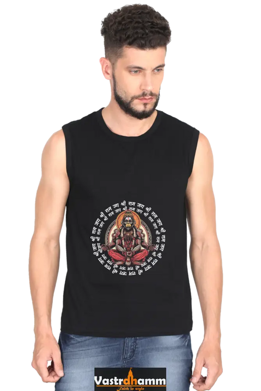 Hanuman Celestial Guardian Round Neck Sleeveless T-Shirts for Men Vastrdhamm