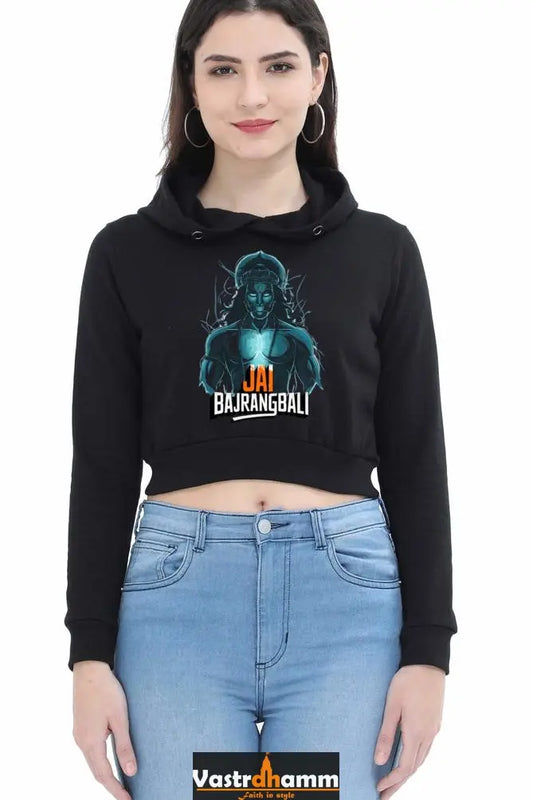 Hanuman Cosmic PowerCrop Hoodies for Women Vastrdhamm