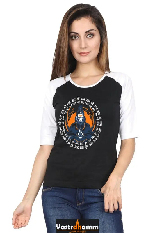 Hanuman Courage Raglan Full Sleeve T-Shirts for Women Vastrdhamm