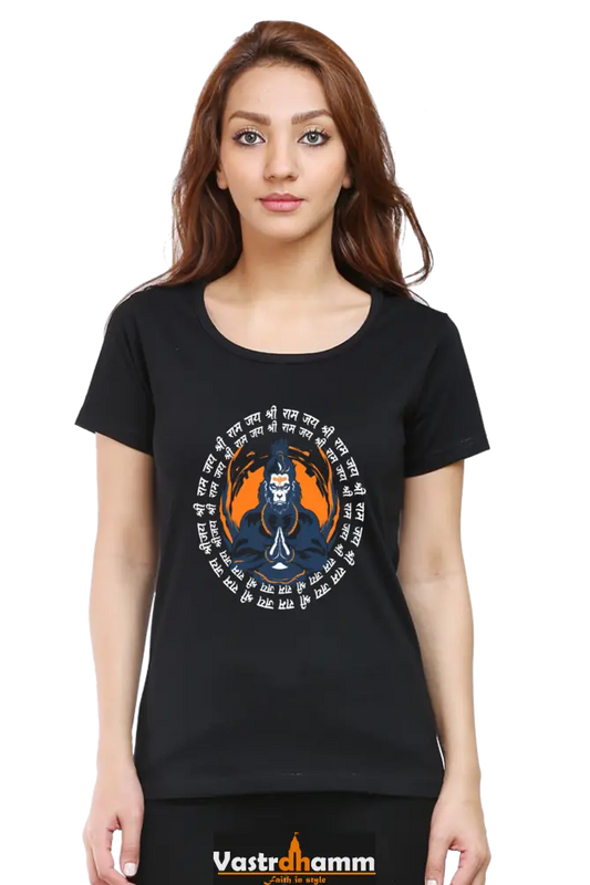 Hanuman Courage Round Neck Half Sleeve Classic T-Shirts for Women Vastrdhamm