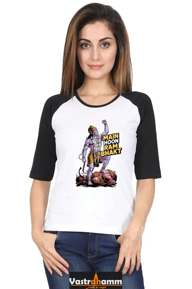 Hanuman Devotee Power Raglan Full Sleeve T-Shirts for Women Vastrdhamm