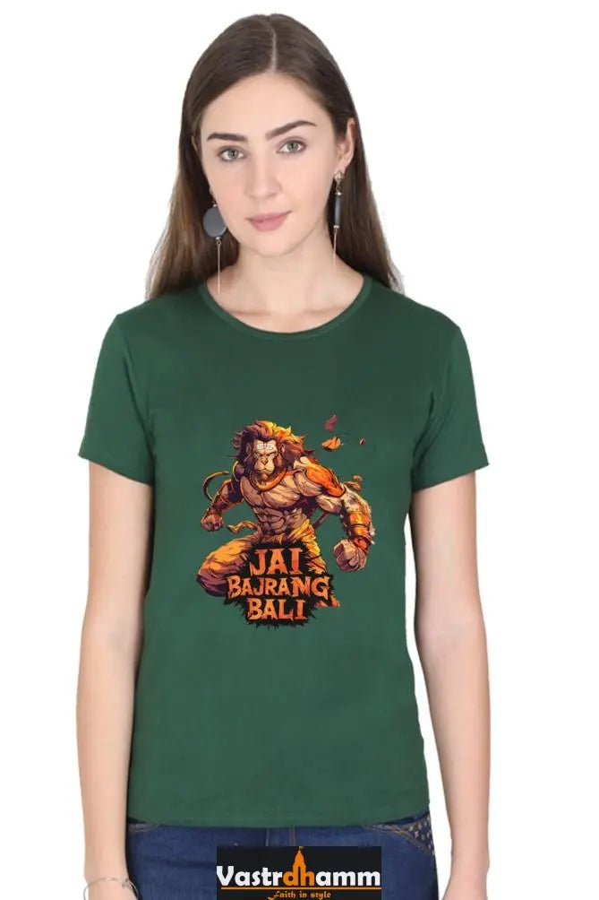 Hanuman Devotee Round Neck Half Sleeve Classic T-Shirts for Women Vastrdhamm