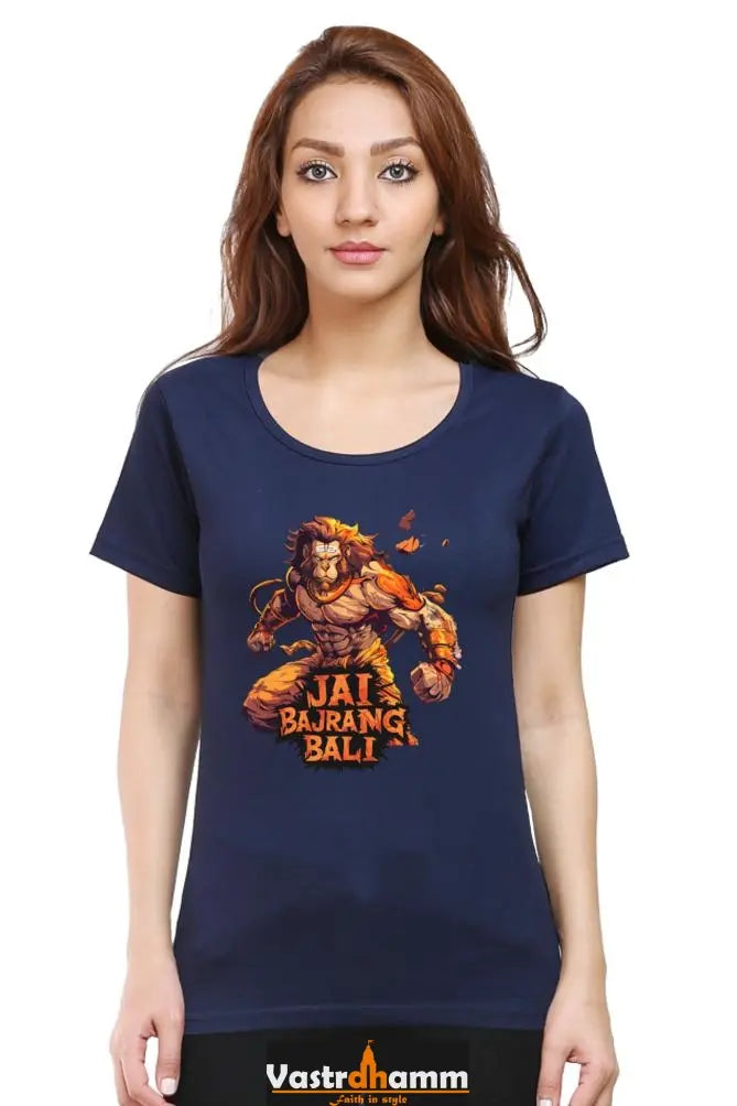 Hanuman Devotee Round Neck Half Sleeve Classic T-Shirts for Women Vastrdhamm