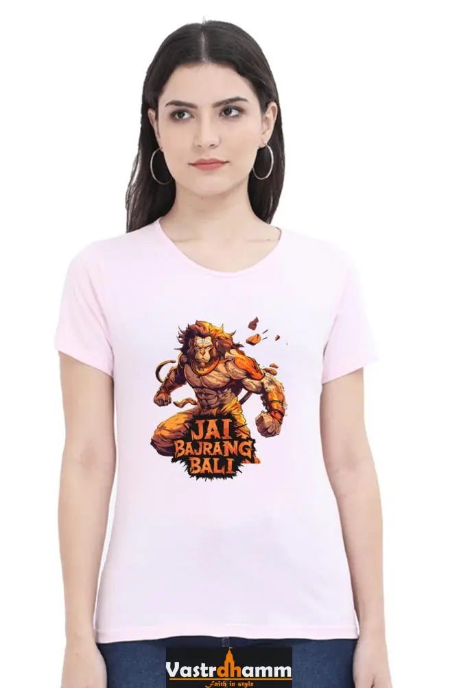 Hanuman Devotee Round Neck Half Sleeve Classic T-Shirts for Women Vastrdhamm