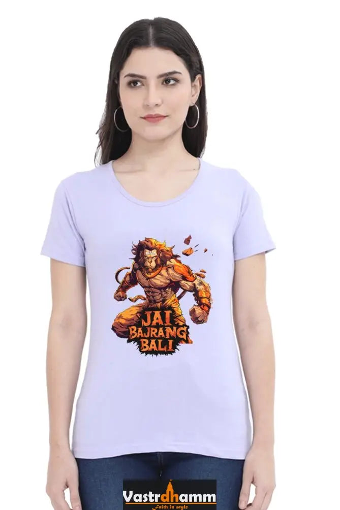 Hanuman Devotee Round Neck Half Sleeve Classic T-Shirts for Women Vastrdhamm