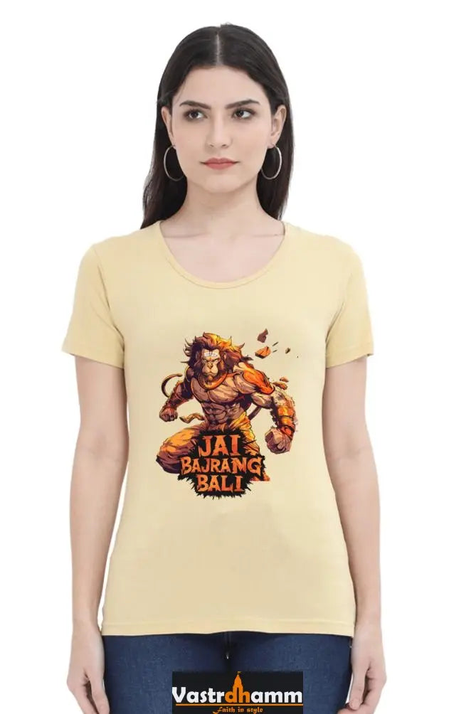 Hanuman Devotee Round Neck Half Sleeve Classic T-Shirts for Women Vastrdhamm