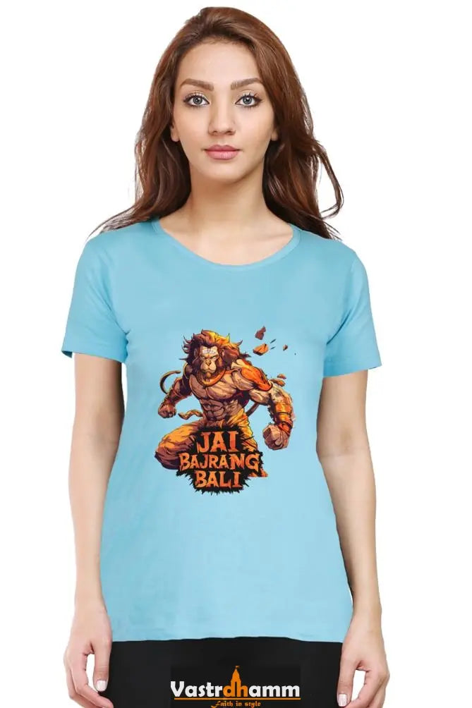 Hanuman Devotee Round Neck Half Sleeve Classic T-Shirts for Women Vastrdhamm