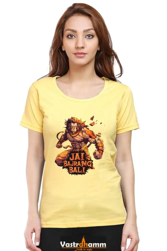 Hanuman Devotee Round Neck Half Sleeve Classic T-Shirts for Women Vastrdhamm