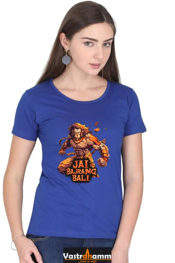 Hanuman Devotee Round Neck Half Sleeve Classic T-Shirts for Women Vastrdhamm