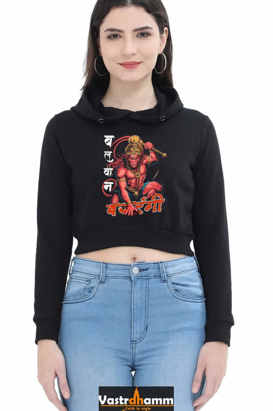 Hanuman DevoteeCrop Hoodies for Women Vastrdhamm