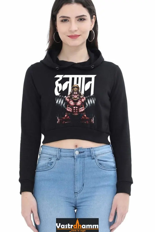 Hanuman Devotion Crop Hoodies for Women Vastrdhamm