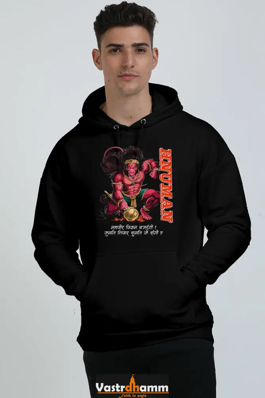 Hanuman Devotion Oversized Hooded Sweatshirt T-Shirts for Men Vastrdhamm