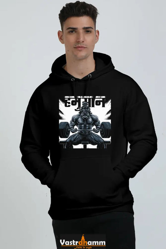 Hanuman Devotional Champion Oversized Hooded Sweatshirt T-Shirts for Men Vastrdhamm