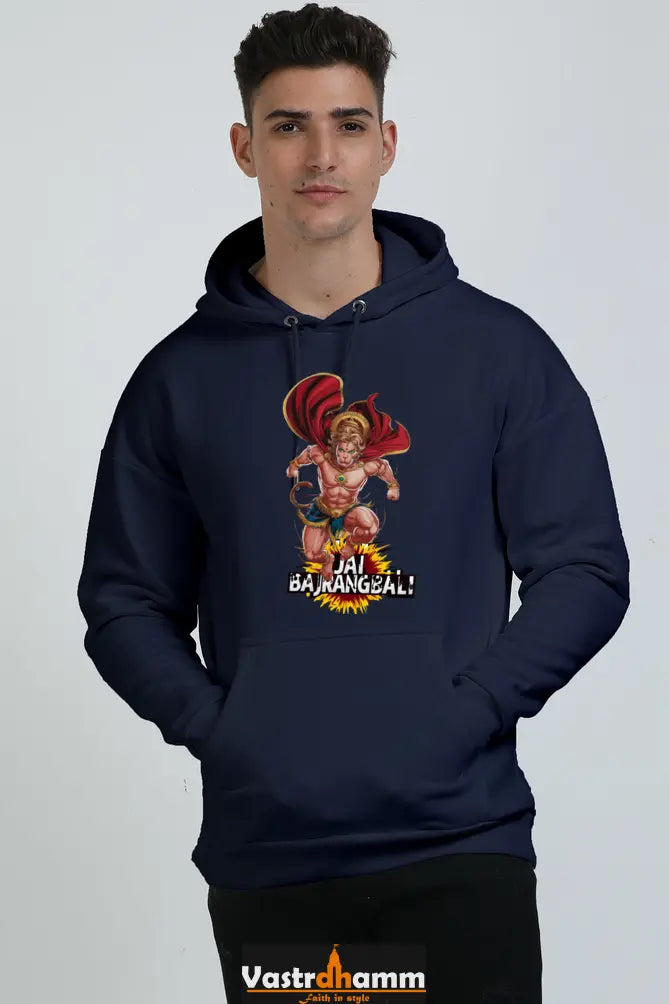 Hanuman Devotional Hero Oversized Hooded Sweatshirt T-Shirts for Men Vastrdhamm