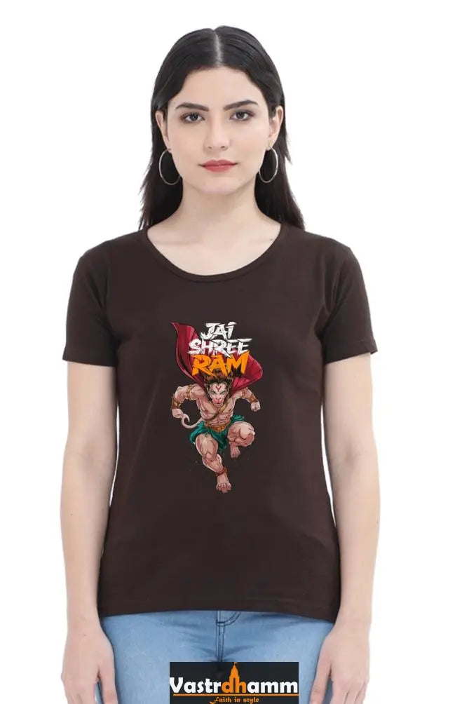 Hanuman Devotional Hero Round Neck Half Sleeve Classic T-Shirts for Women Vastrdhamm