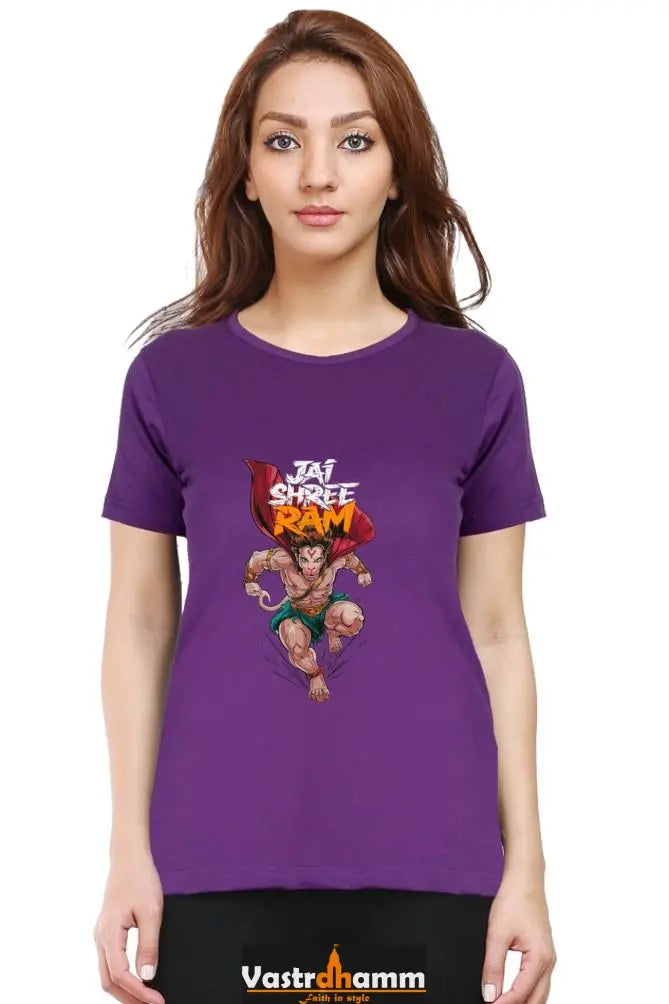 Hanuman Devotional Hero Round Neck Half Sleeve Classic T-Shirts for Women Vastrdhamm