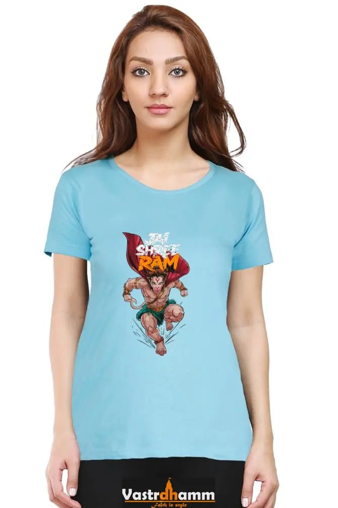 Hanuman Devotional Hero Round Neck Half Sleeve Classic T-Shirts for Women Vastrdhamm