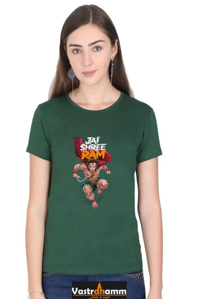 Hanuman Devotional Hero Round Neck Half Sleeve Classic T-Shirts for Women Vastrdhamm