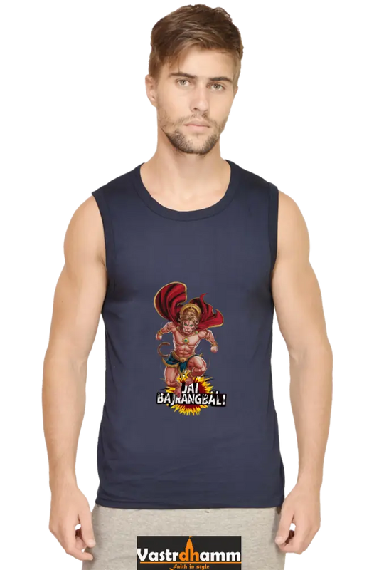 Hanuman Devotional Hero Round Neck Sleeveless T-Shirts for Men Vastrdhamm