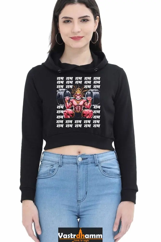 Hanuman Devotional HeroCrop Hoodies for Women Vastrdhamm