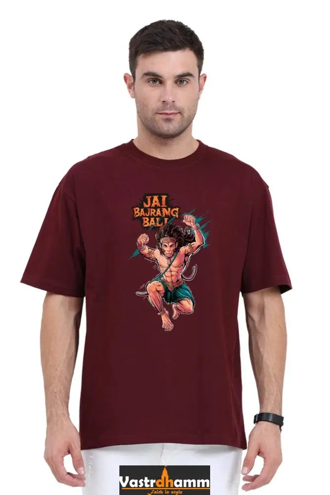 Hanuman Devotional Power Oversized Classic T-Shirts for Men Vastrdhamm