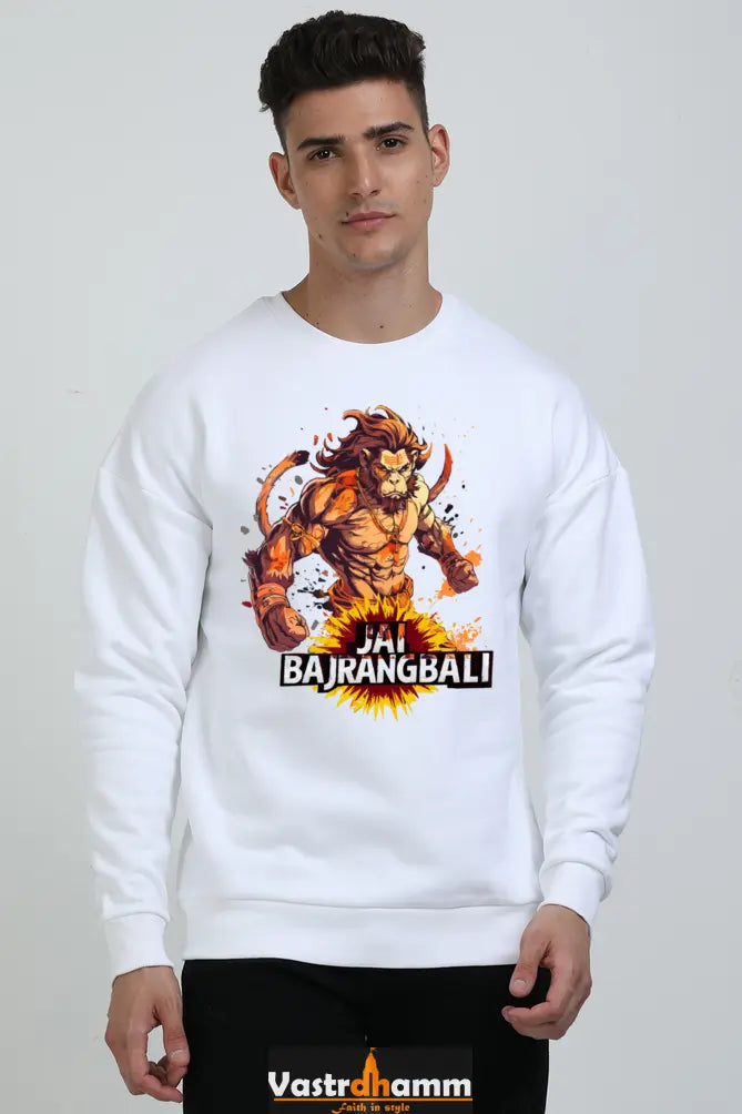 Hanuman Devotional Power Oversized Sweatshirt T-Shirts for Men Vastrdhamm