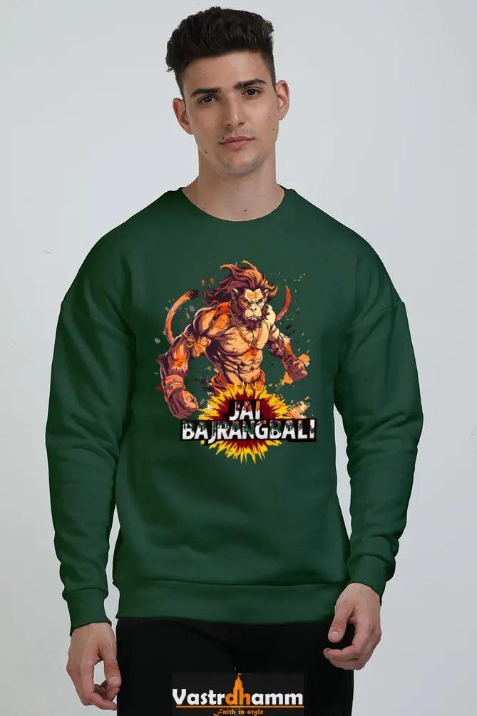 Hanuman Devotional Power Oversized Sweatshirt T-Shirts for Men Vastrdhamm