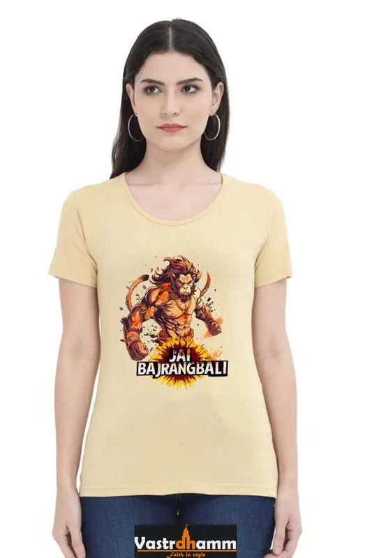 Hanuman Devotional Power Round Neck Half Sleeve Classic T-Shirts for Women Vastrdhamm