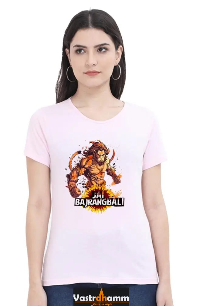 Hanuman Devotional Power Round Neck Half Sleeve Classic T-Shirts for Women Vastrdhamm