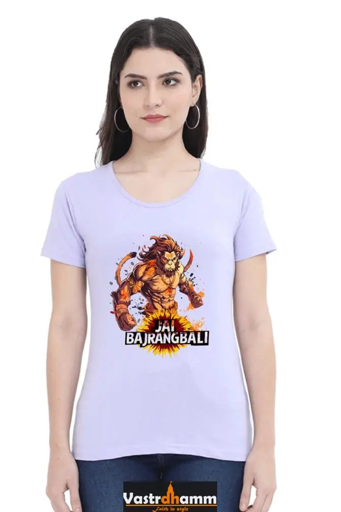 Hanuman Devotional Power Round Neck Half Sleeve Classic T-Shirts for Women Vastrdhamm