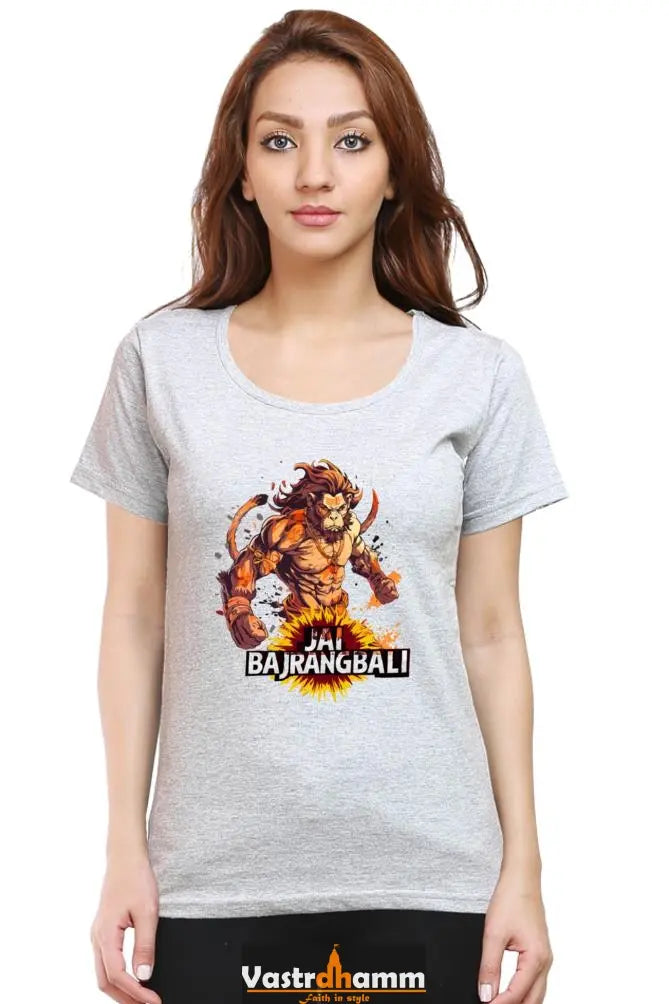 Hanuman Devotional Power Round Neck Half Sleeve Classic T-Shirts for Women Vastrdhamm