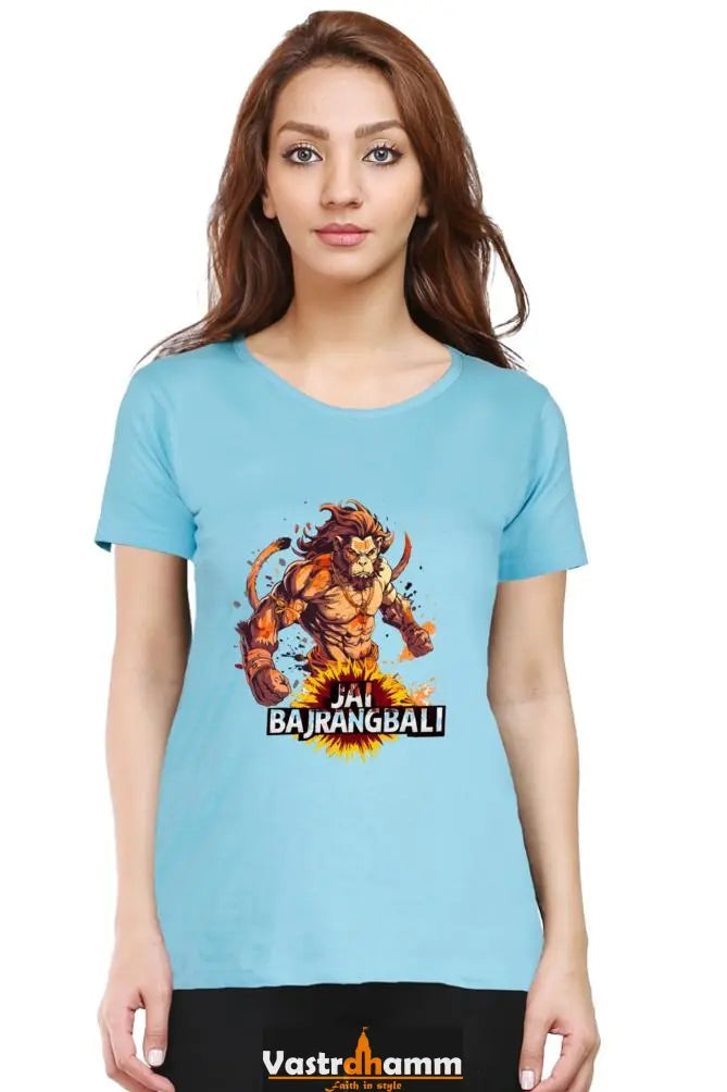 Hanuman Devotional Power Round Neck Half Sleeve Classic T-Shirts for Women Vastrdhamm