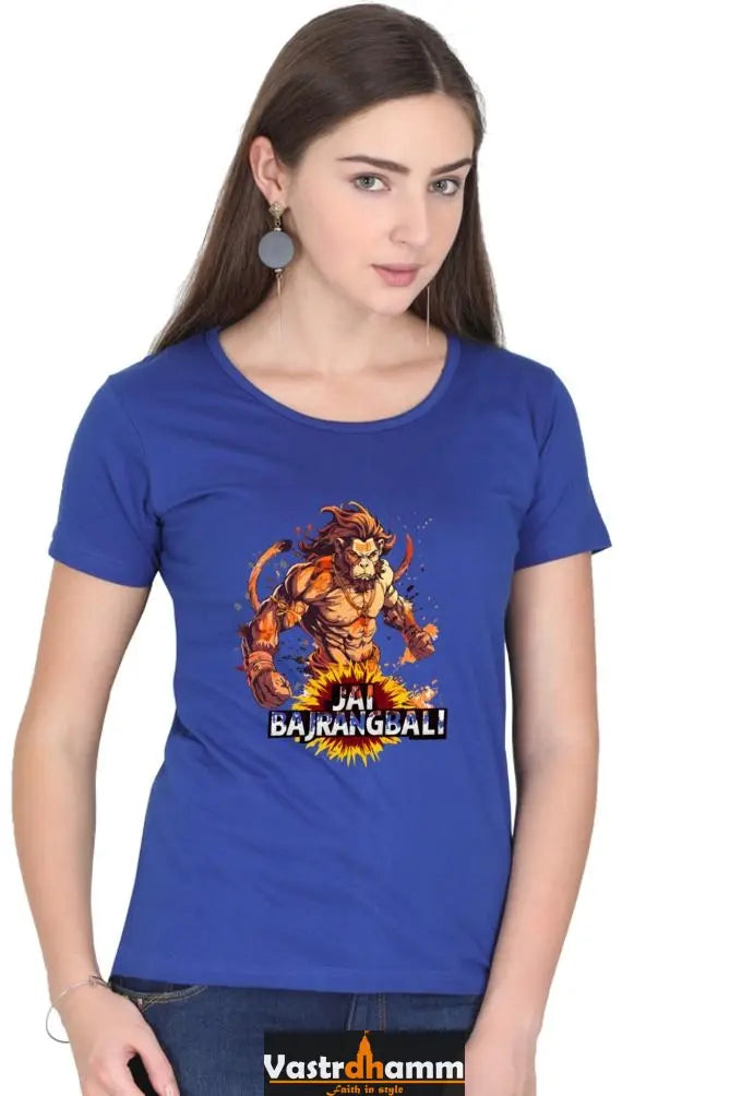 Hanuman Devotional Power Round Neck Half Sleeve Classic T-Shirts for Women Vastrdhamm