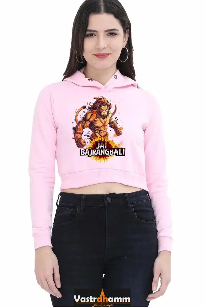 Hanuman Devotional PowerCrop Hoodies for Women Vastrdhamm