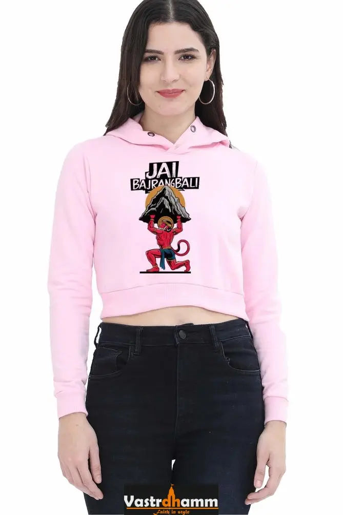 Hanuman Devotional PowerCrop Hoodies for Women Vastrdhamm