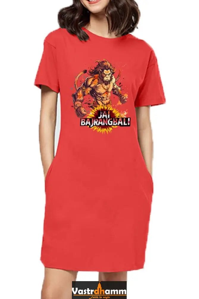 Hanuman Devotional PowerT-Shirts Dress for Women Vastrdhamm